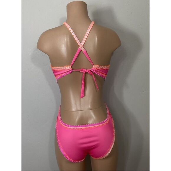 New. Platinum pink crochet trim one piece. Medium. Retails $168 - Picture 5 of 8
